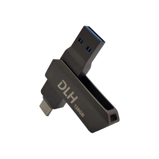 DLH USB Drive - 128GB - USB 3.2 Gen 1/USB-C - Gray