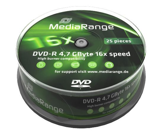 MediaRange 25x DVD-R 4.7GB (120 mins) 16x Spindle