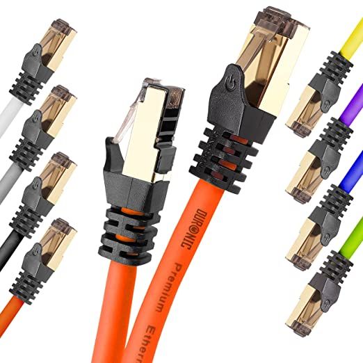 Duronic CAT8 OE Ethernet Cable 10m Orange S/FTP Shielded Twisted Pair