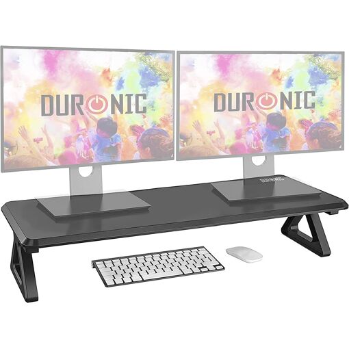 Soporte para pantalla Duronic DM06-2 Negro Elevador de pantalla para computadora portátil, computadora y TV de 81x30 cm Altura de 15 cm