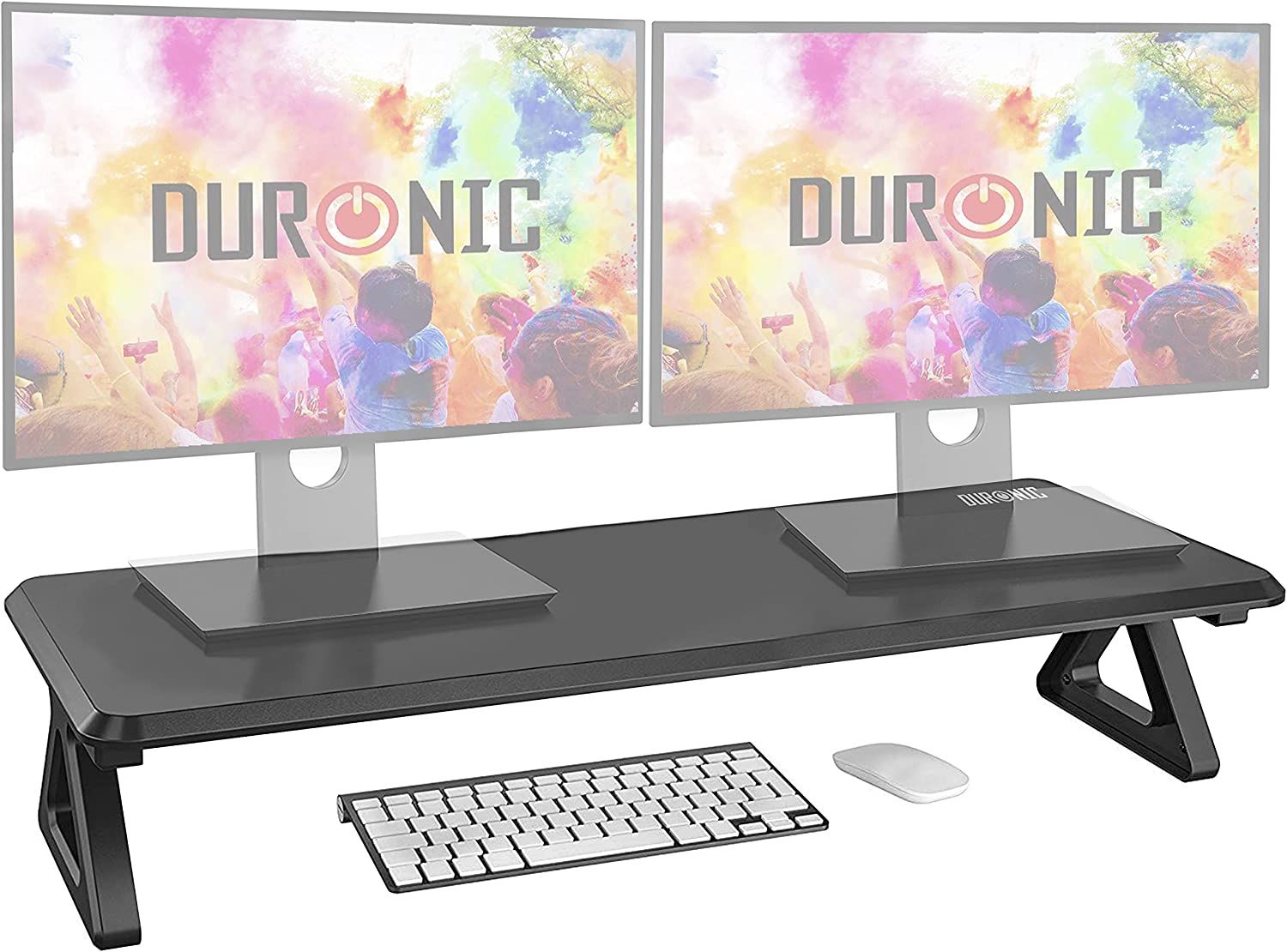 Soporte para pantalla Duronic DM06-2 Negro Elevador de pantalla para computadora portátil, computadora y TV de 81x30 cm Altura de 15 cm