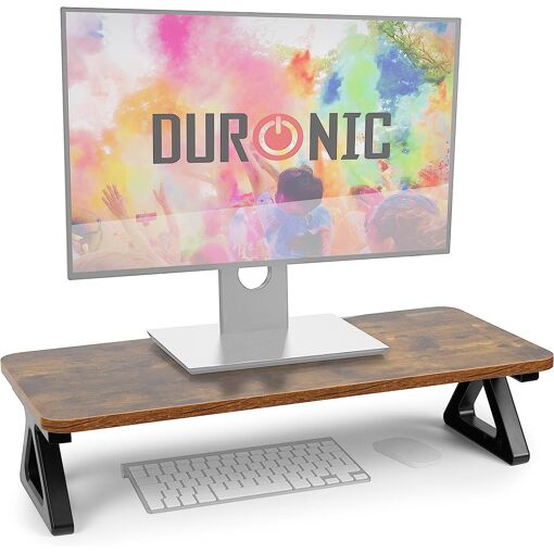 Soporte para monitor Duronic DM06-1 AW - Plataforma de MDF, aumento de altura de 15 cm, 62 x 30 cm, soporte para portátil y TV con almacenamiento