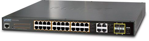 PLANET GS-4210-24P4C - Managed Switch - 24x PoE+ 10/100/1000 + 4x Combined SFP Gigabit - Desktop, Rack Mountable - PoE+ (220W)