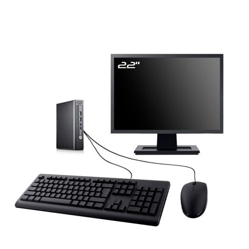 PC de escritorio HP EliteDesk 800 G1 - Pantalla de 22', Intel i5-4570T, 16 GB de RAM, 480 GB SSD, Windows 11