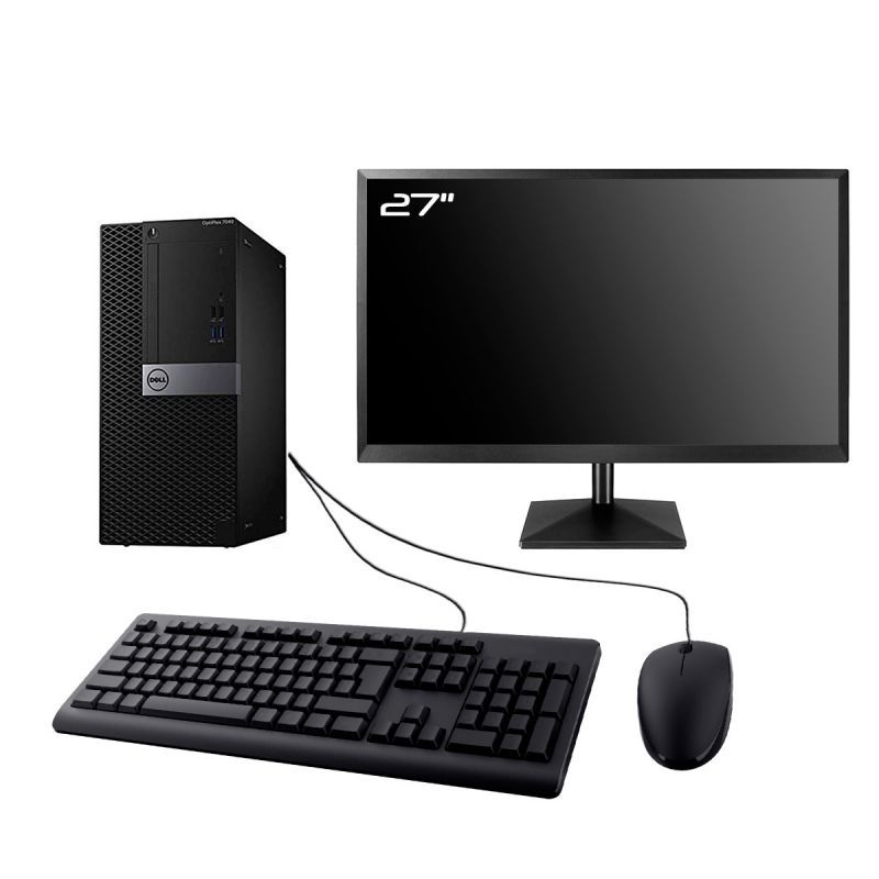 Dell Optiplex 7040 MT Desktop Computer - 27" Screen, Intel i3-6100, 32GB RAM, 480GB SSD, WiFi