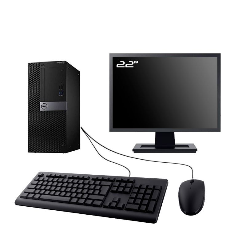 Dell Optiplex 7040 MT Desktop Computer - 22" Screen, Intel i7-6700, 8GB RAM, 480GB SSD, Windows 11