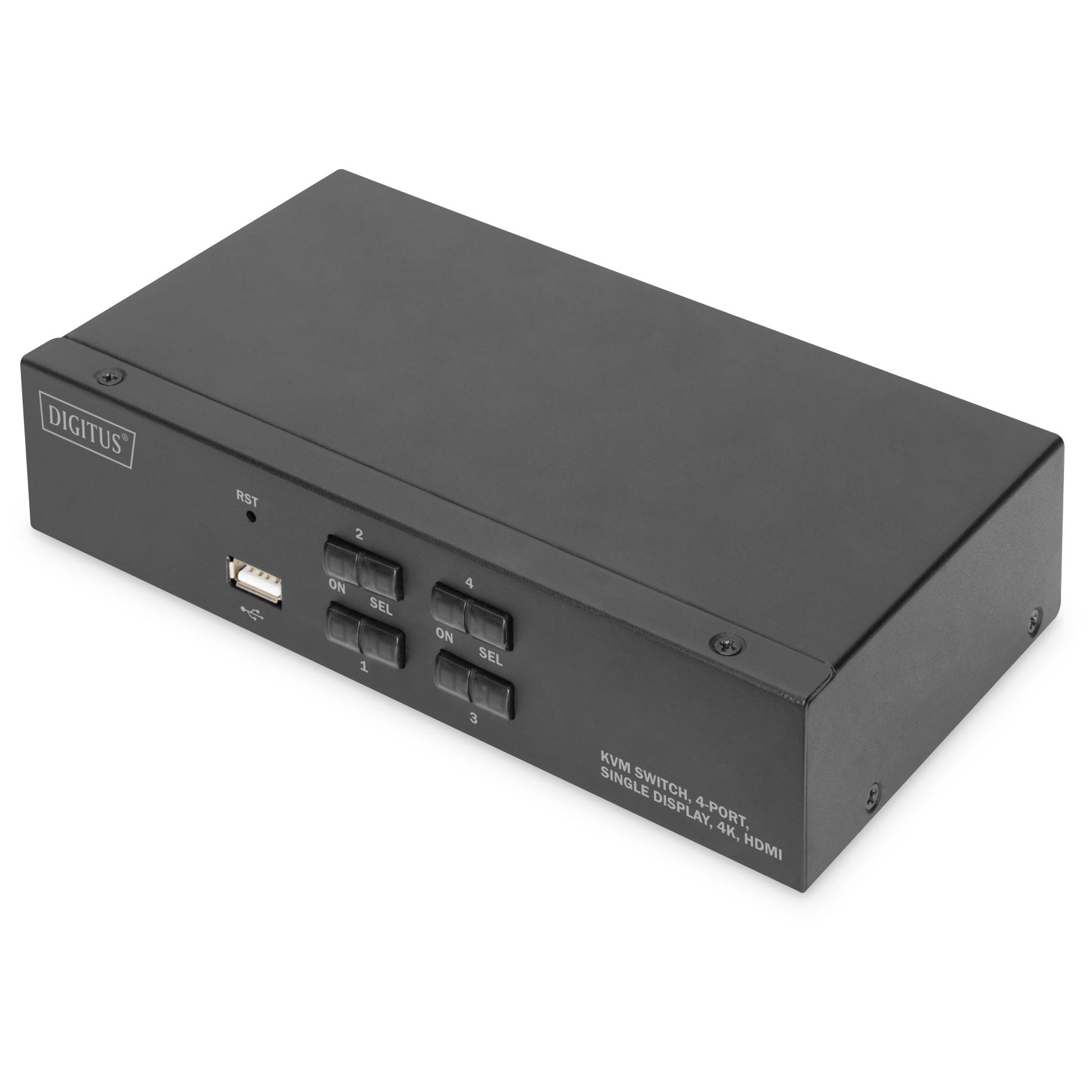 Digitus 4-Port KVM Switch with Simple Display, 4K, HDMI