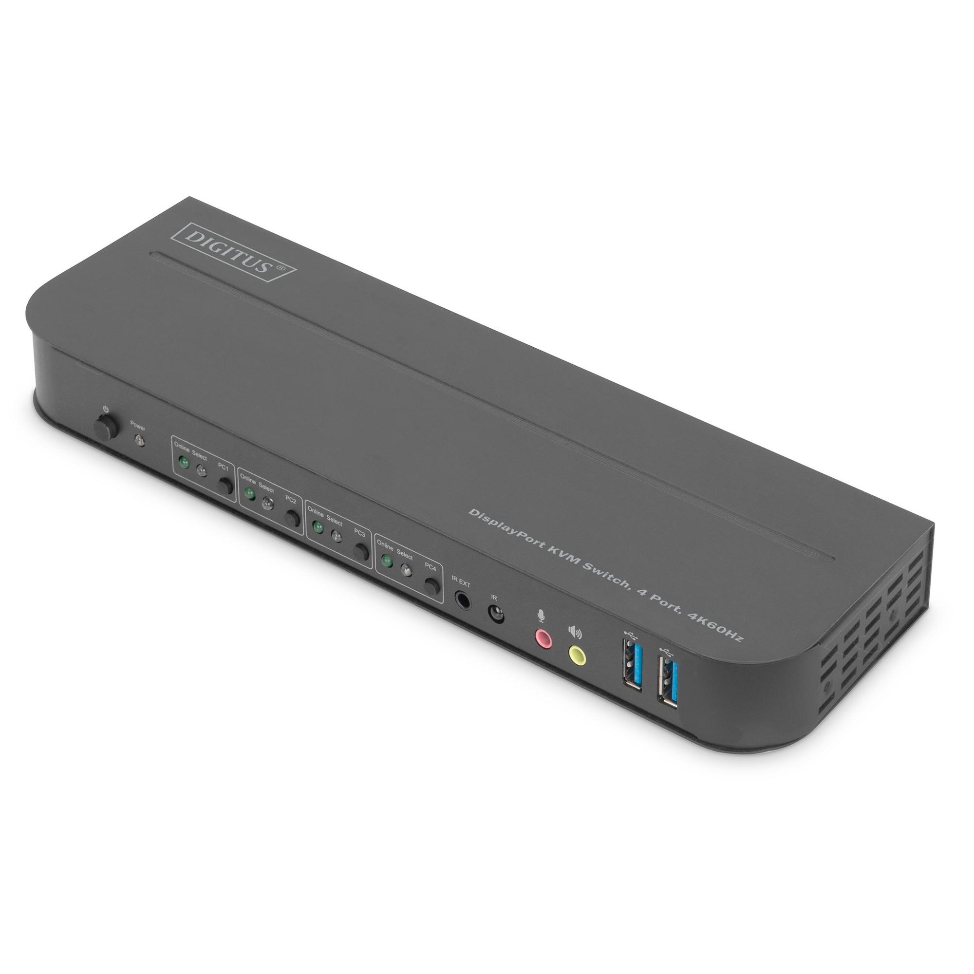 Digitus 4-Port KVM Switch, 4K 60Hz, 4x DP Inputs, 1x DP/HDMI Output