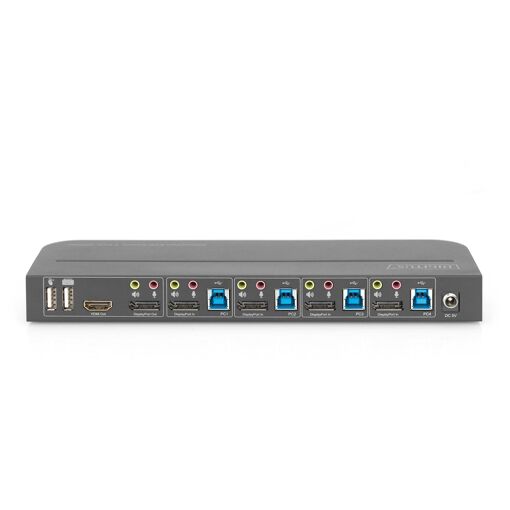 Digitus 4-Port KVM Switch, 4K 60Hz, 4x DP Inputs, 1x DP/HDMI Output