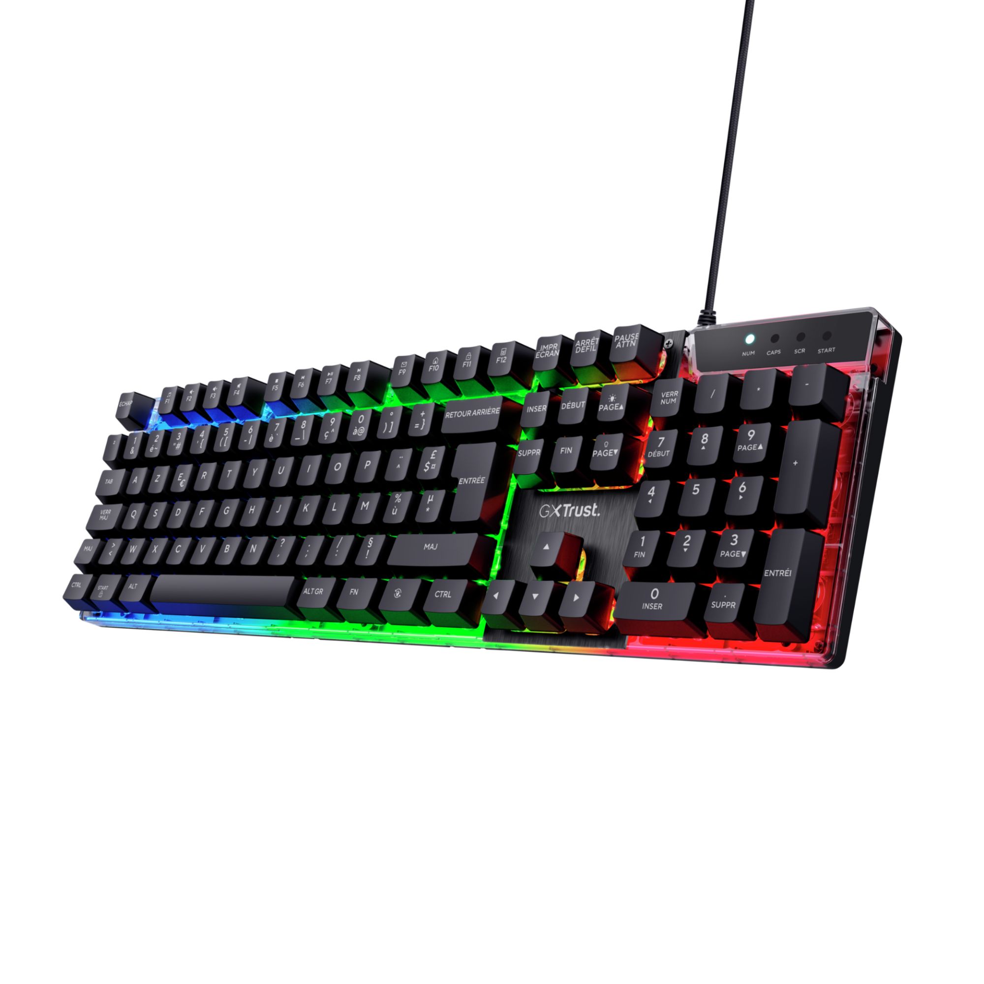 Trust Gaming GXT 835 Azor Wired Gaming Keyboard AZERTY, Rainbow LED Lighting, Game Mode, 8 Anti-ghosting Keys - Black