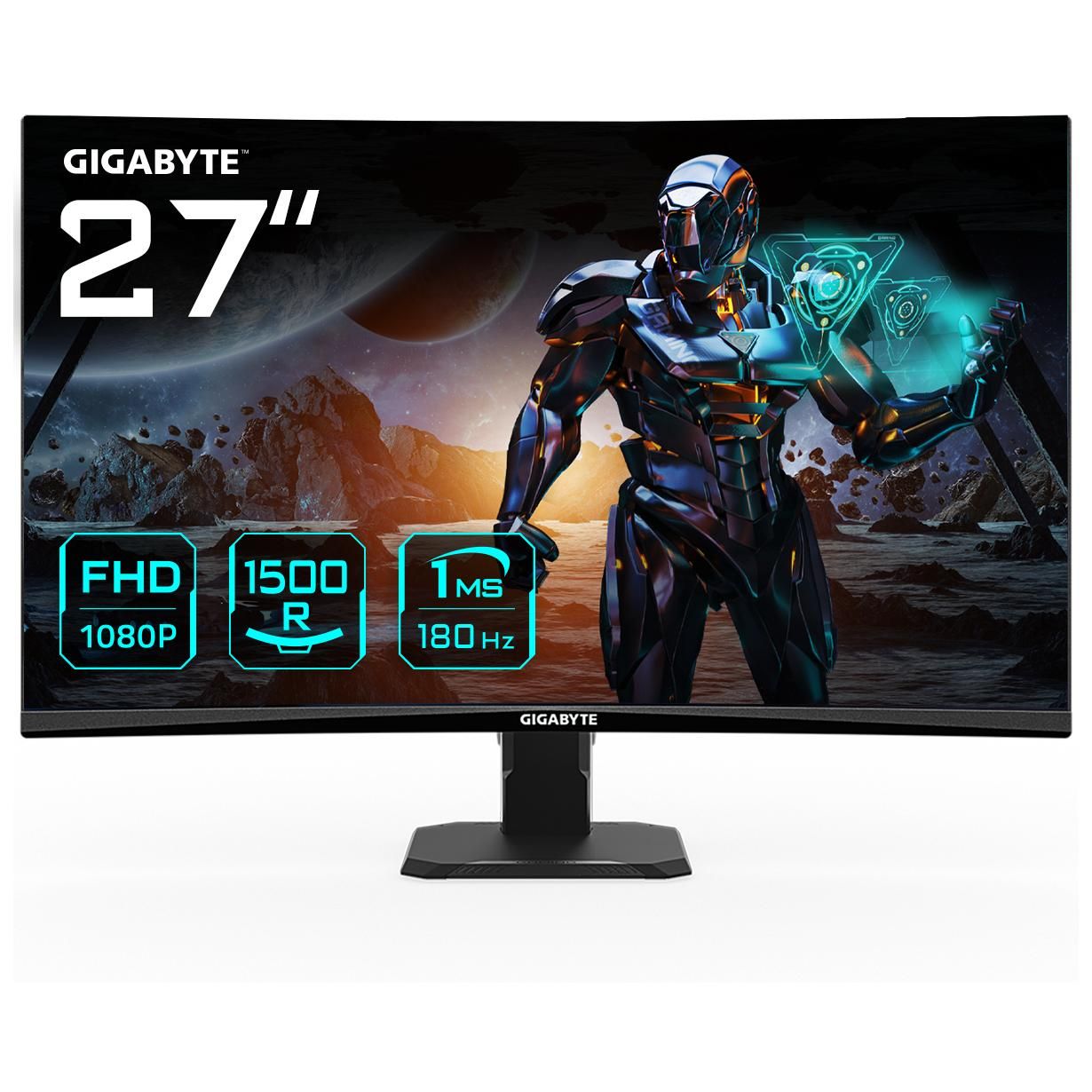 Écran de jeu Gigabyte GS27FC incurvé de 27 pouces - FHD 1920 x 1080, 1500R, 180 Hz, 1 ms, 250 cd/m², FreeSync Premium, HDR prêt, HDMI 2.0, DisplayPort 1.4