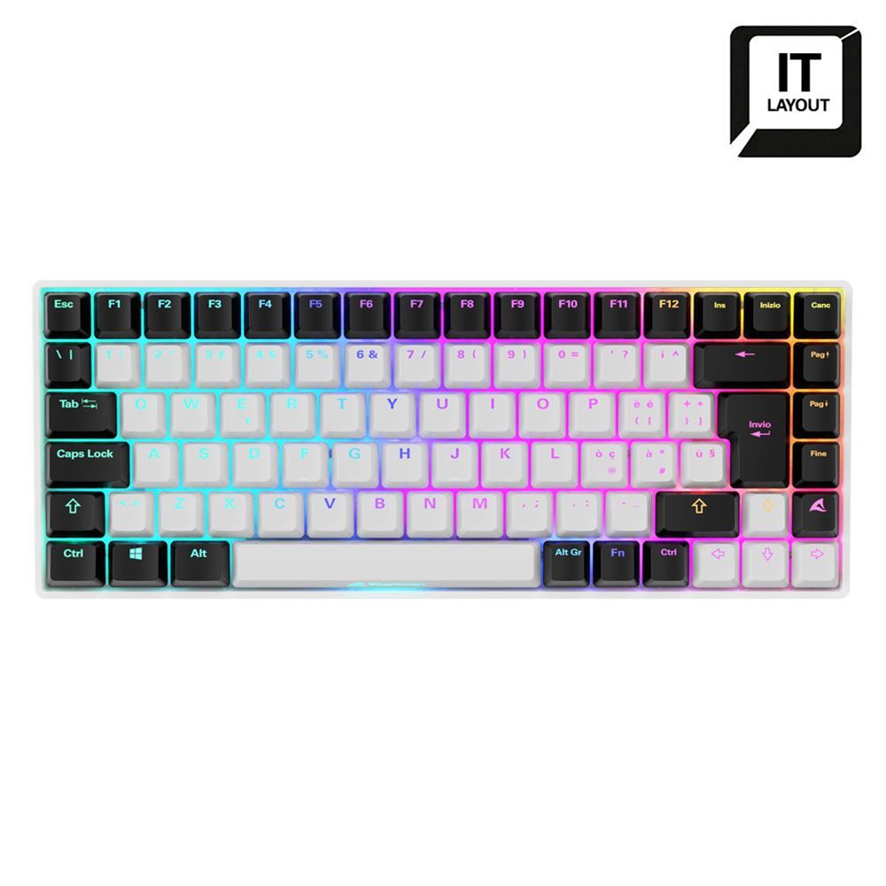Sharkoon Gaming Keyboard (White, IT Layout, Gateron Yellow)
