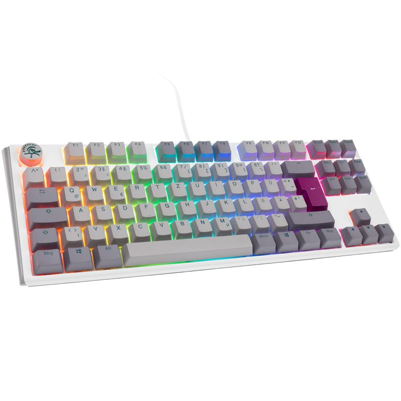 Ducky One 3 Mist Grey TKL Gaming Keyboard, RGB LED - MX-Ergo-Clear