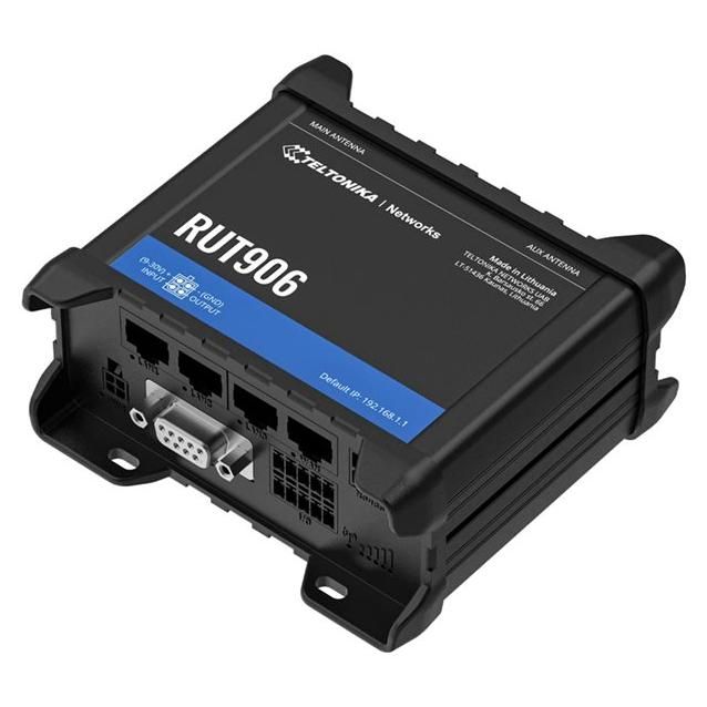 Teltonika RUT906 - Wireless Router - 3-Port WAN Switch - RS-232, RS-485 2.4GHz - 4G, 2G, 3G - DIN Rail Mount