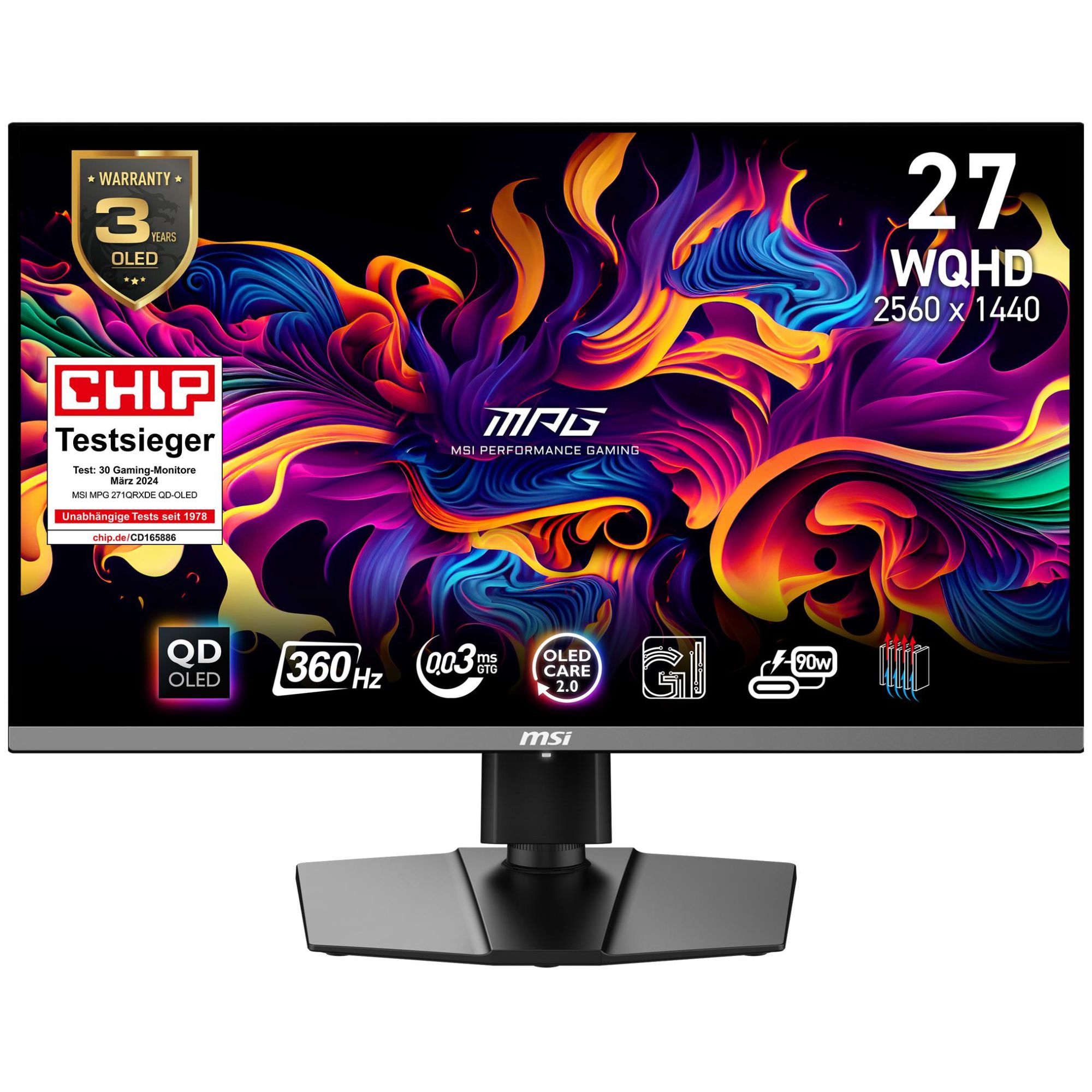 MSI MPG 271QRXDE QD-OLED 67,3 cm (26.5") 2560 x 1440 pixels Wide Quad HD Black