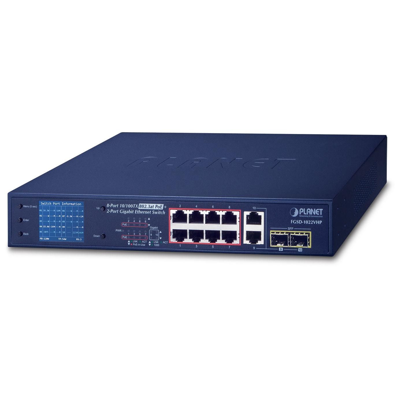 Planet FGSD-1022VHP Unmanaged L2 Fast Ethernet Switch (10/100) with PoE