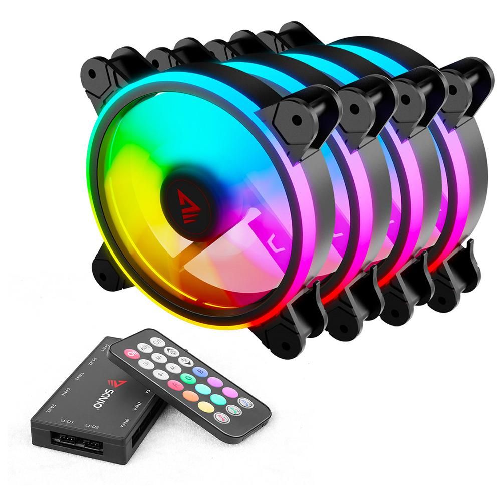 Savio 4-Pack 120mm ARGB Fan with Controller & Remote - Black