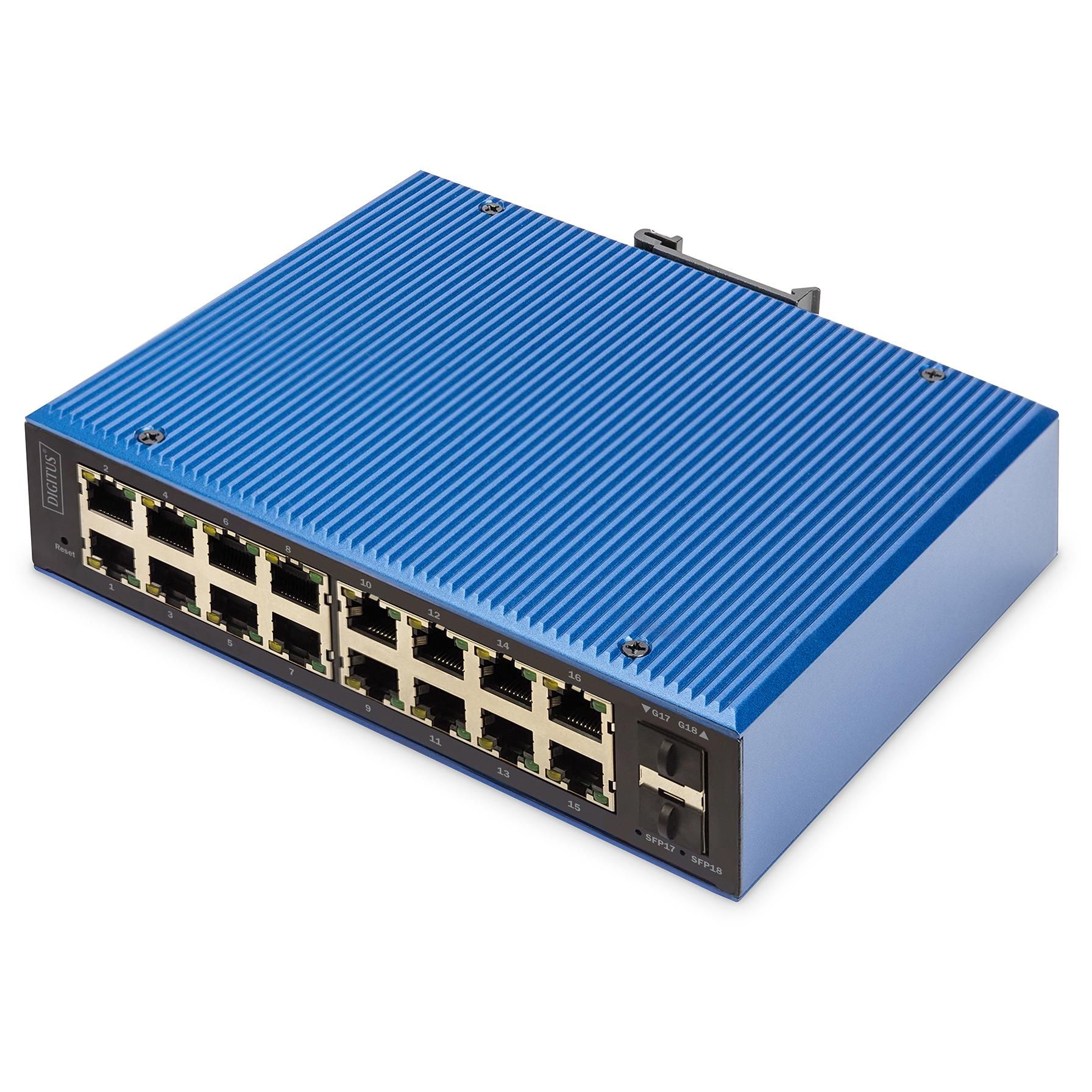 Digitus Industrial Gigabit Ethernet Switch 16+2 Ports L2 Administrable PoE
