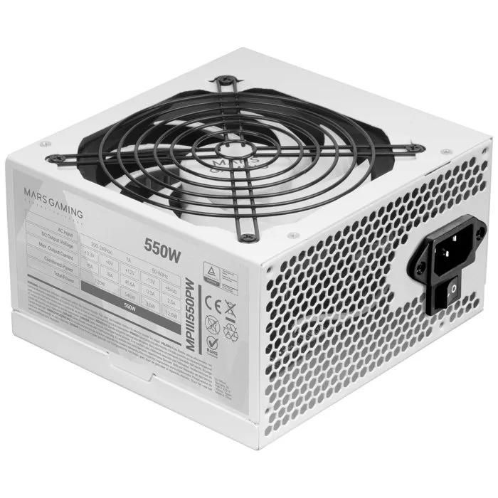 Mars Gaming MPIII550P 550W ATX Power Supply, 5-Year Warranty, Digital APFC, AI-RPM Fan, DC-DC & SMD, White