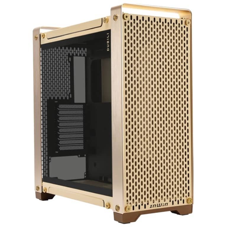 In Win Dubili E-ATX DIY Tower Case with Glass Panel - Gold