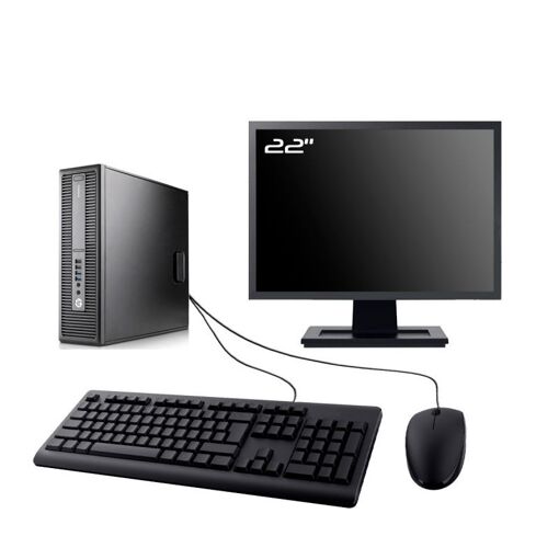 PC HP EliteDesk 800 G2 SFF con pantalla de 22', Intel i3-6100, 64GB de RAM, 240GB SSD, Windows 11