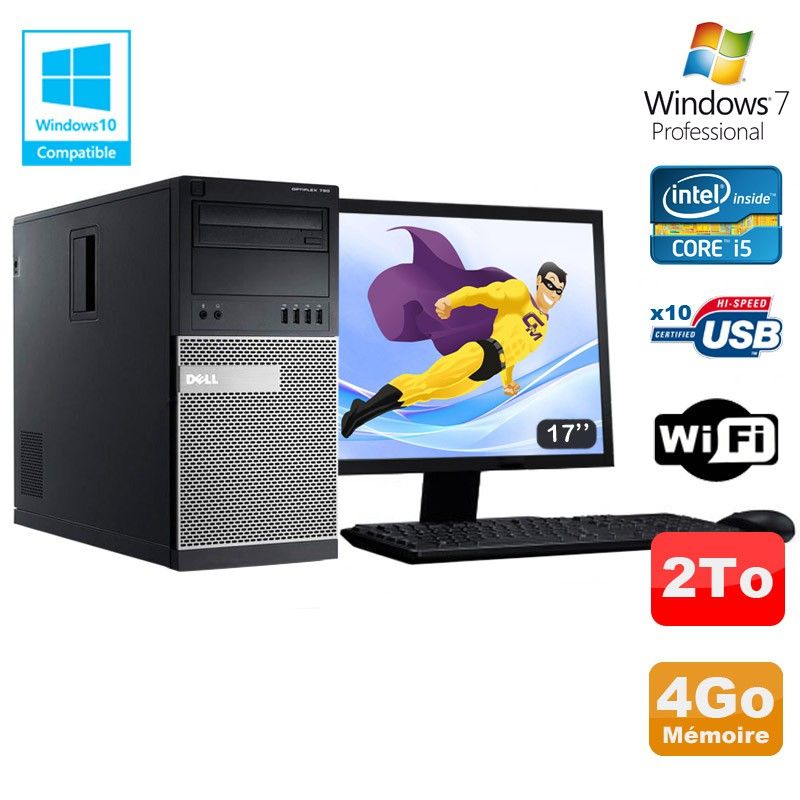 Dell Optiplex 790 MT Desktop PC - Core i5, 4GB RAM, 2TB HDD, DVD, WiFi, Windows 7