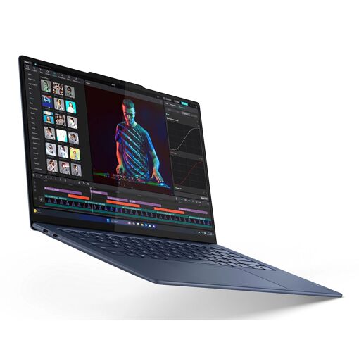 Portátil Lenovo Yoga Slim 7 de 14 pulgadas con pantalla OLED, procesador Snapdragon X Elite, 32GB de RAM y SSD de 512GB, teclado AZERTY azul