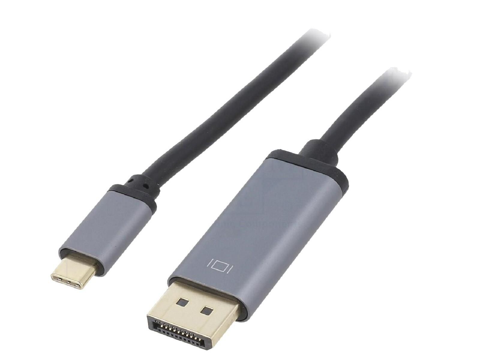 ADNAuto DisplayPort to USB-C Adapter 1.2, 4K UHD, 1.8m - Black
