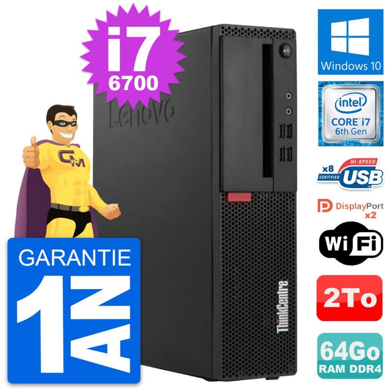 Lenovo ThinkCentre M910s SFF Core i7-6700 64GB RAM 2TB HDD Windows 10 Wi-Fi