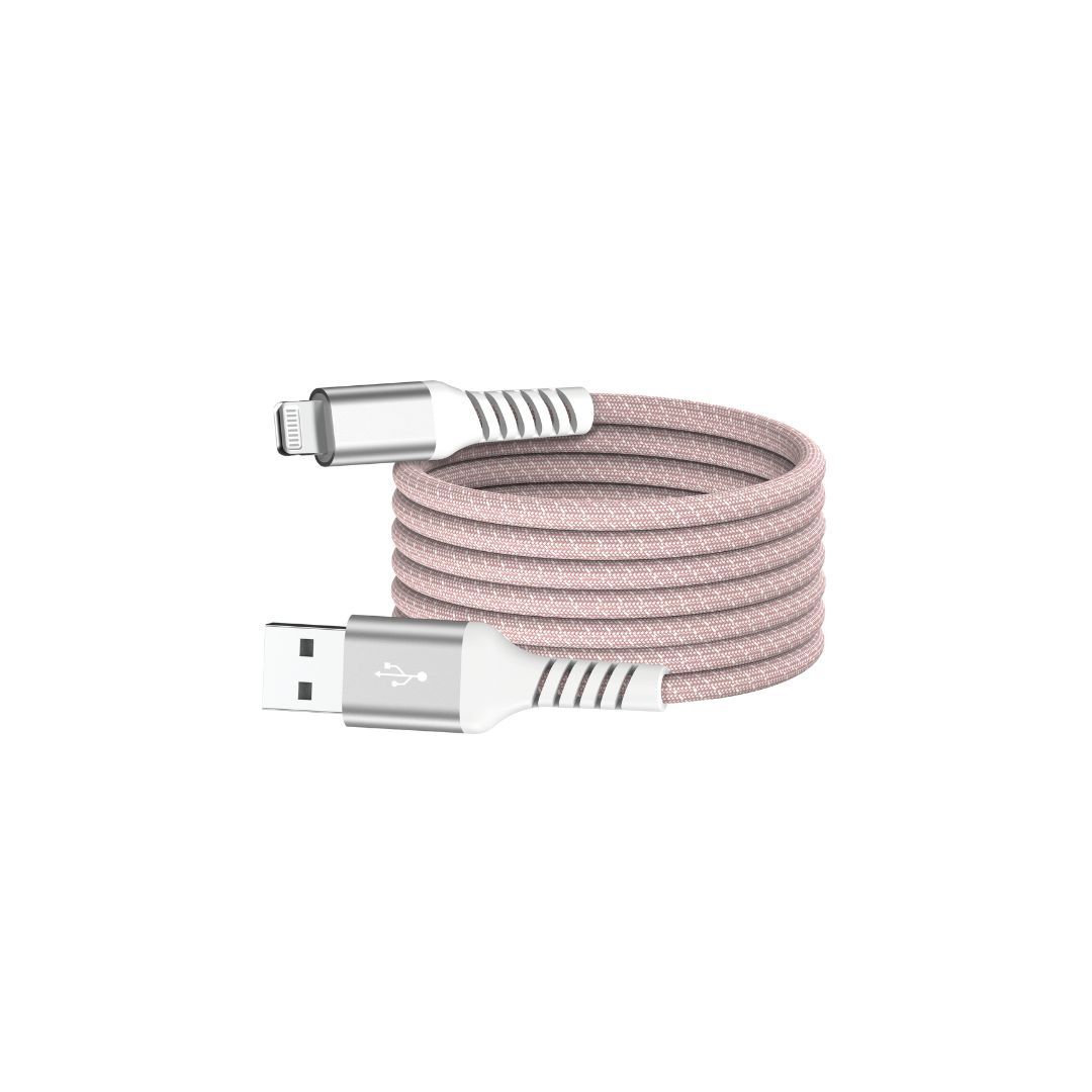 Magnetic USB/Lightning Cable, USB 2.0 - 5V/2.4A/12W, 1m, Pink