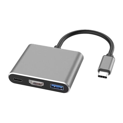 Adaptateur Nipseyteko USB-C vers HDMI 3 en 1 3.1, Gris