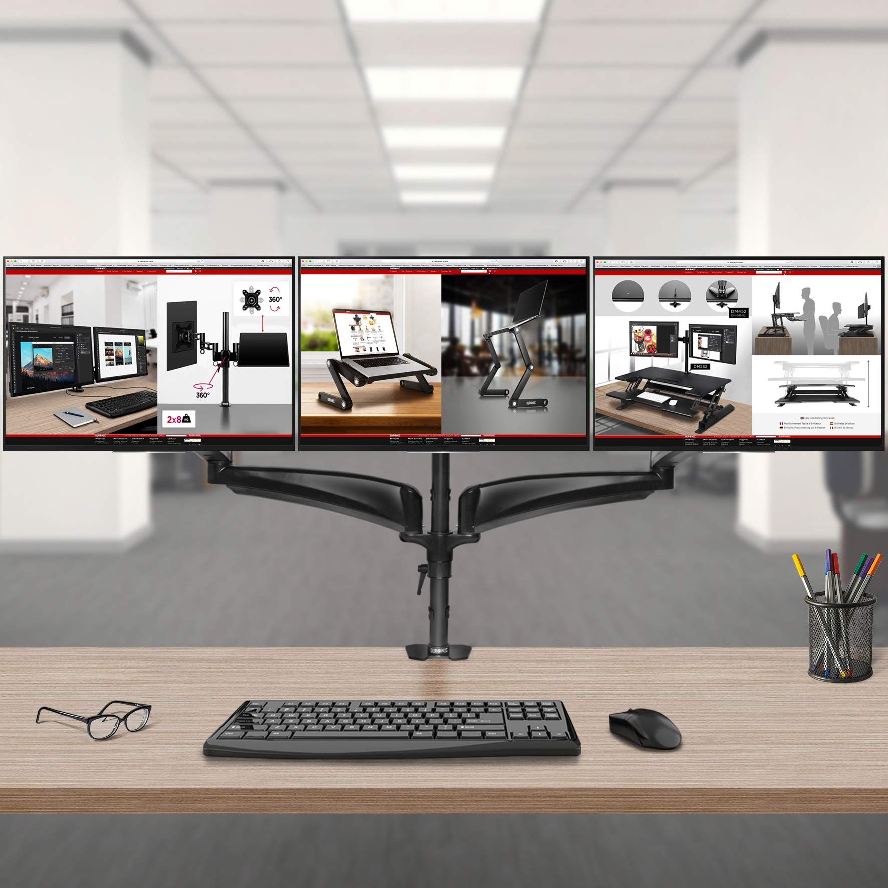Duronic DM453VX1 Quad-Monitor Arm with VESA Mount, Adjustable Height and Rotation