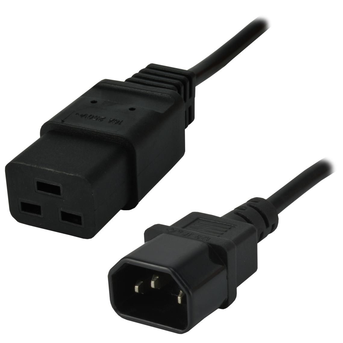 Cable eléctrico MCL Samar MC913-2M Negro, Adaptador C14 a C19