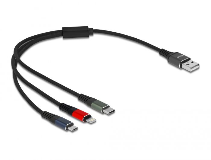 Delock USB Cable 0.3m A to Micro-B/Lightning/Apple 30-pin