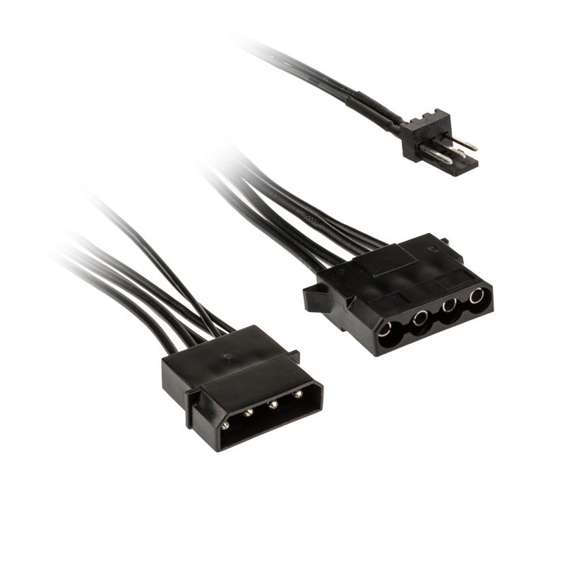 Kolink 3-Pin to 2x 4-Pin Molex Adapter Cable - 245mm, Black