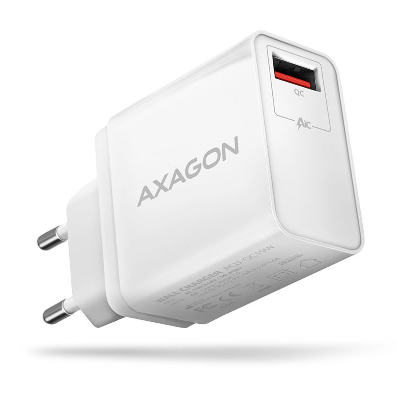 Axagon Quick Charge 19W Charger, 1x QC3.0/AFC/FCP/SMART, White