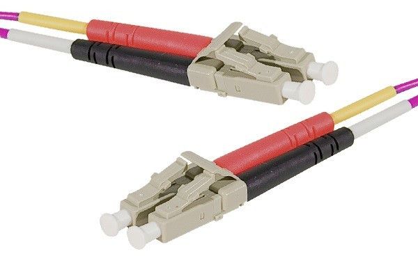 Exertis Connect LC/UPC (M) to LC/UPC (M) Cable - 3m, 2mm, Optical Fiber, Duplex, 50/125 Micron, OM4, Halogen-Free