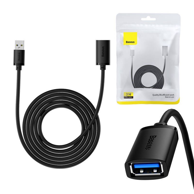 Cable de extensión Baseus AirJoy Serie USB 3.0, 3m (Negro)
