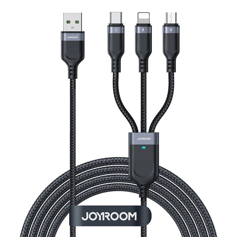 Joyroom 3-in-1 USB Cable S-1T3018A18, 3.5A, 0.3m (Black)
