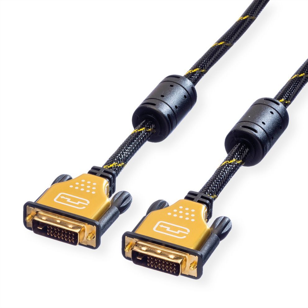 Cable Roline Dorado DVI, 3 m Doble Enlace