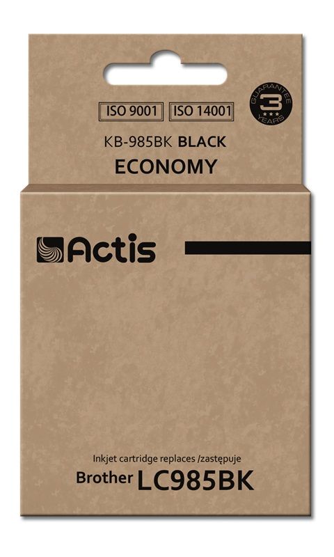 Actis Black Ink Cartridge KB-985Bk (Brother LC985BK Replacement, Standard 28ml)