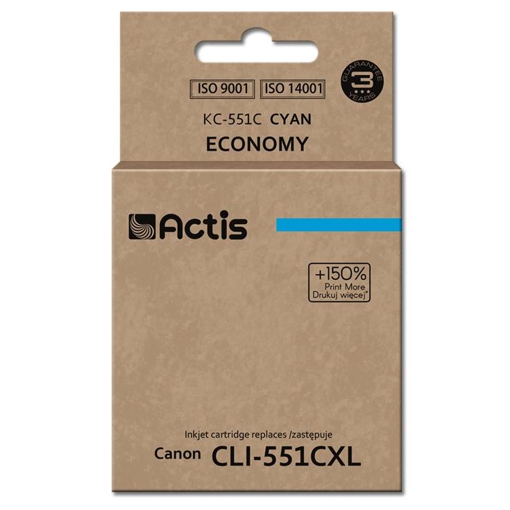 Tinta Actis KC-551C (reemplazo de Canon CLI-551C; Estándar; 12 ml; Azul)