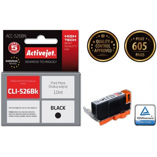 Tinta Activejet ACC-526CN (Reemplazo Canon CLI-526C, Suprema, 10 ml, Azul)