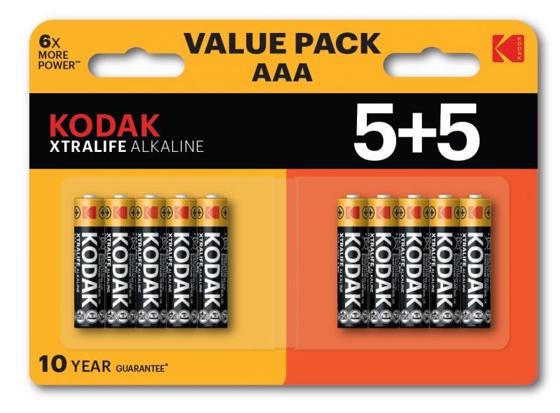 Kodak Xtralife AAA Batteries 10-Pack (5x2)