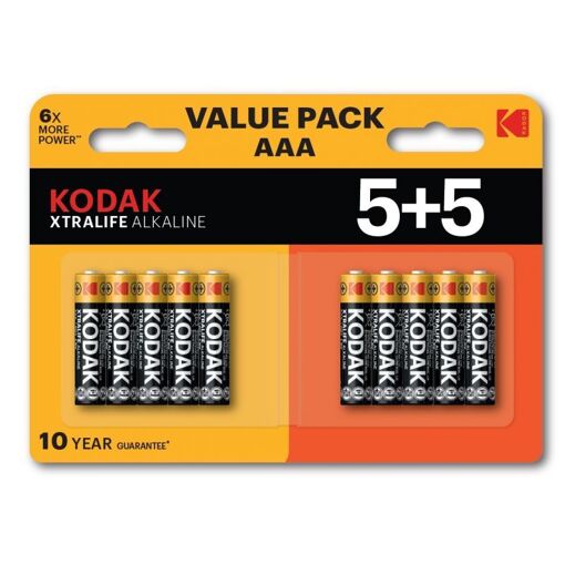 Baterías Kodak Xtralife AAA, paquete de 10 (5 x 2)