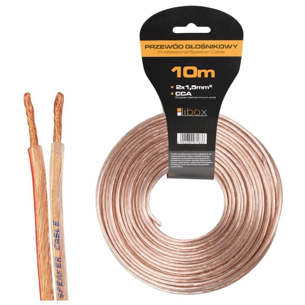Libox Audio Cable 2x1.50mm LB0008-10, 10m Transparent