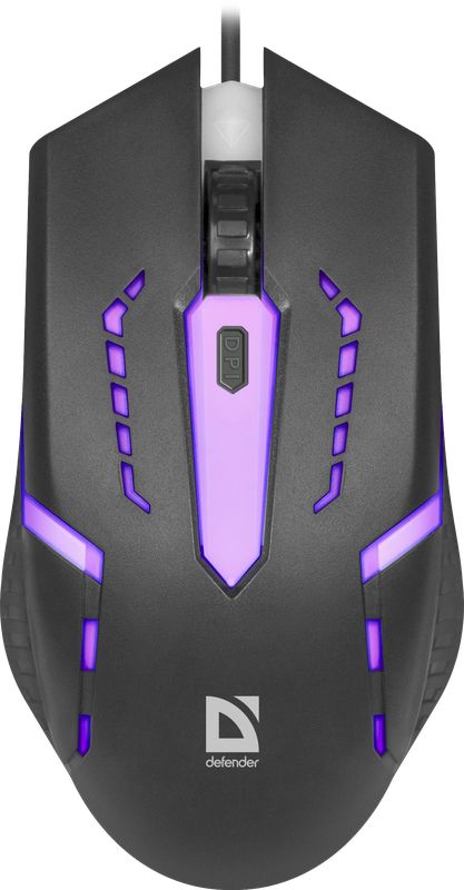 Defender Ambidextre USB Optical Mouse MB-600L - 1200 DPI, 4 Programmable Buttons, Multicolor Lighting
