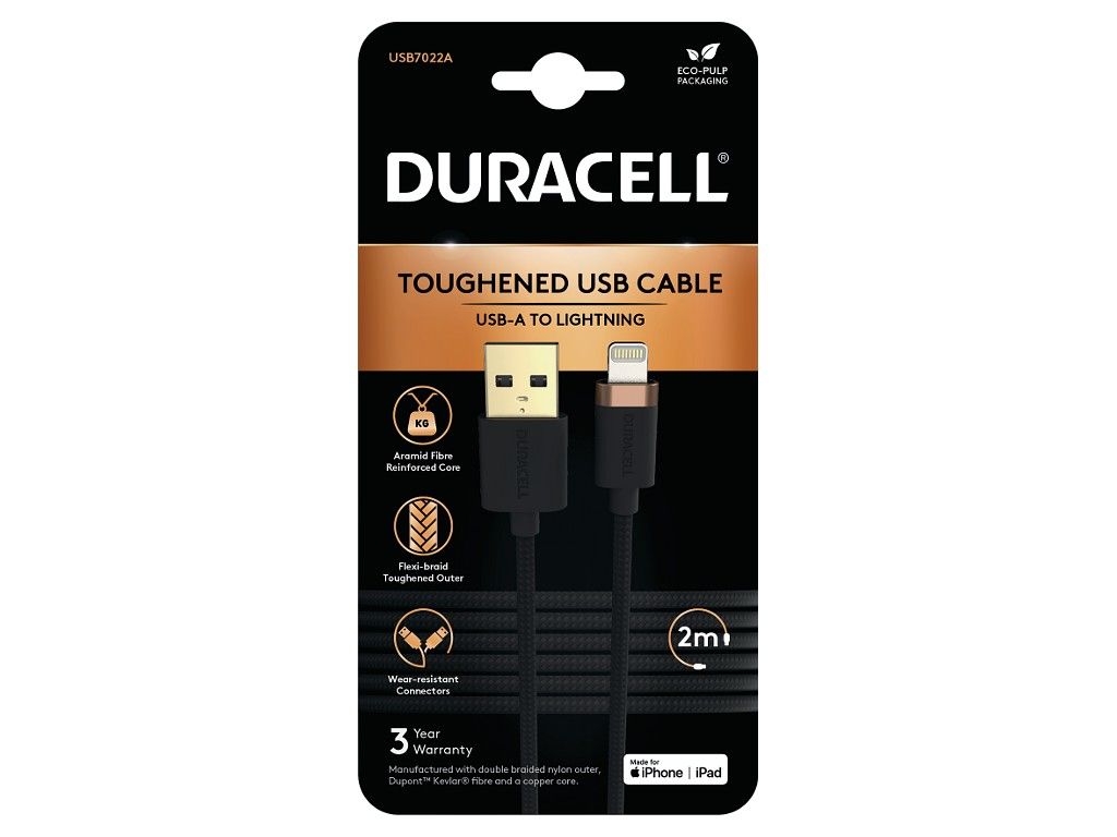 Cable Lightning Duracell, Negro