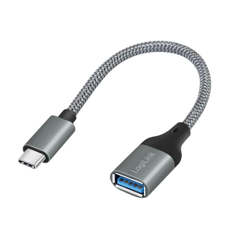 LogiLink USB-C to USB-A Adapter (0.15m, Dark Grey)