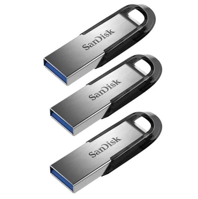 SanDisk Ultra Flair 128GB USB 3.0 Flash Drive (3-Pack) - Black